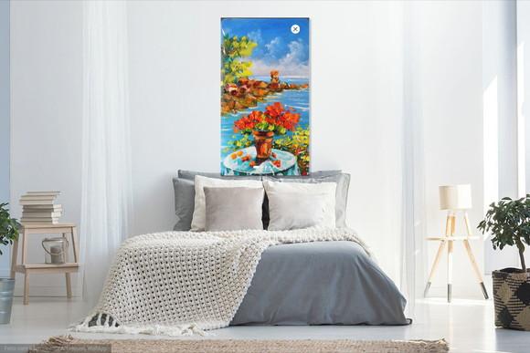 Quadro Pintura em Tela Paisagem Marina Flores na Varanda