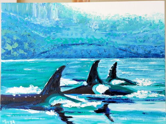Quadro Pintura em Tela Paisagem Marina Peixes Nadando Mar