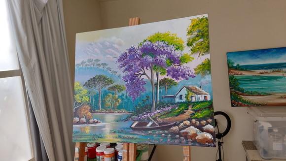 Quadro Pintura em Tela Paisagem Presente de Natal