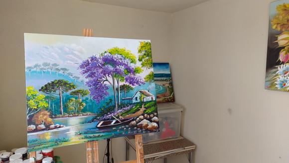 Quadro Pintura em Tela Paisagem Presente de Natal