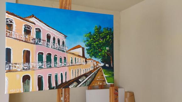 Quadro Pintura em Tela Paisagem Urbana São Luís Maranhão