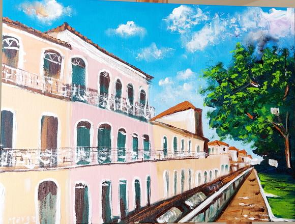 Quadro Pintura em Tela Paisagem Urbana São Luís Maranhão