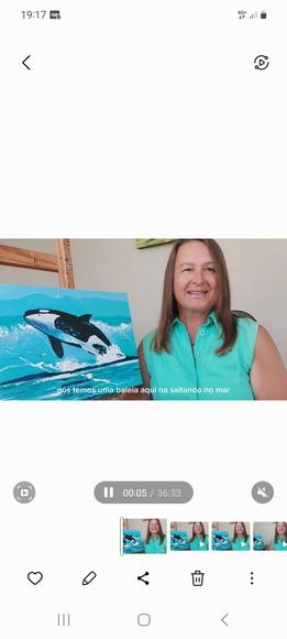 Quadro Pintura em Tela Peixe Baleia Orca Fish Mar Praia