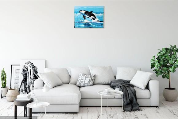 Quadro Pintura em Tela Peixe Baleia Orca Fish Mar Praia