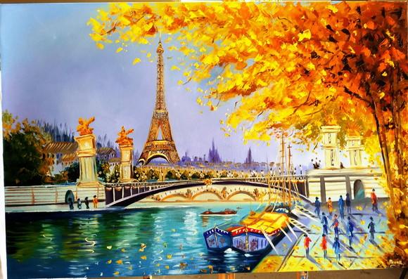 Quadro Pintura em Tela Ponte Alexandre Iii Presente de Natal