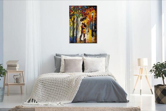 Quadro Pintura em Tela Urbana Dançando na Chuva Black Friday