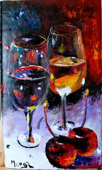 Quadro Pintura em Tela Vinho Cozinha Gourmet Restaurante