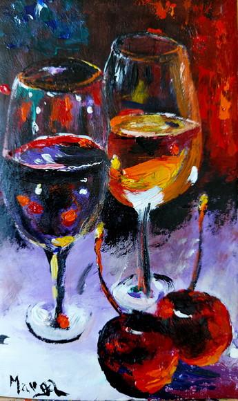 Quadro Pintura em Tela Vinho Cozinha Gourmet Restaurante