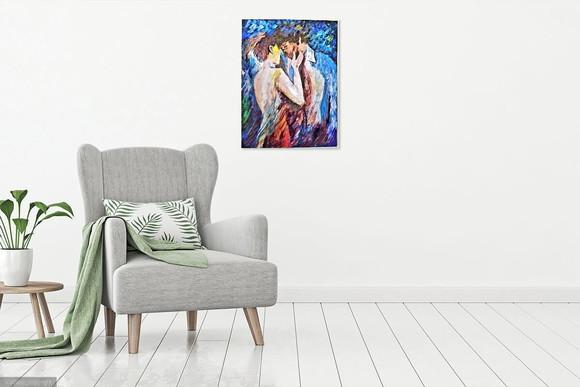 Quadro Pintura Moderno Amor Beijo Casal Love Black Friday