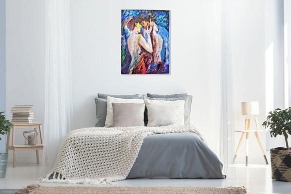Quadro Pintura Moderno Amor Beijo Casal Love Black Friday