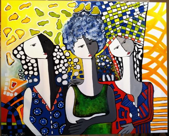 Quadro Pintura Mulheres Amizade União Releitura Black Friday