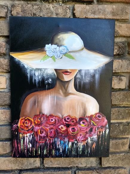Quadro Pintura para Sala e Quarto Mulher Woman Black Friday