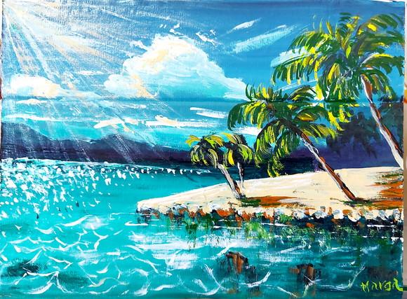 Quadro Pintura Tela Paisagem Marina Praia dos Coqueiros
