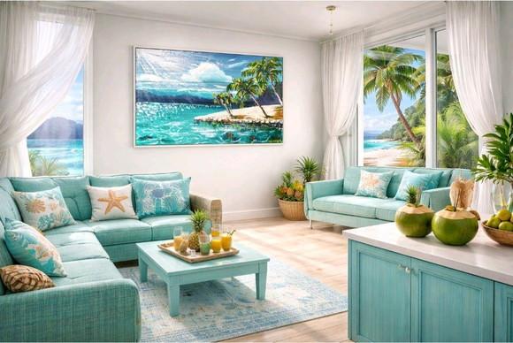 Quadro Pintura Tela Paisagem Marina Praia dos Coqueiros