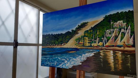 Quadro Pintura Tela Paisagem Praia Morro do Careca