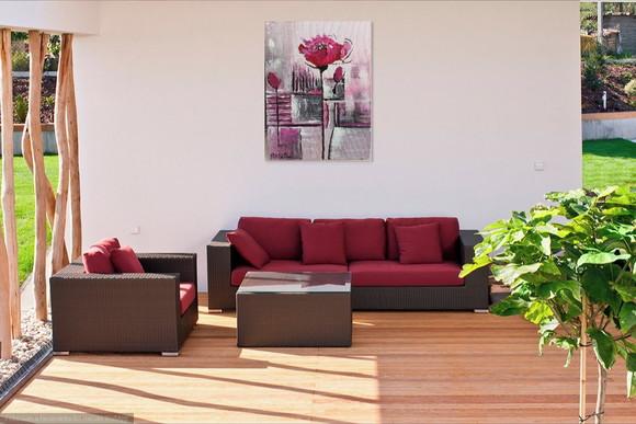 Quadro Sala Floral Moderno Papoula Rosa Presente de Natal