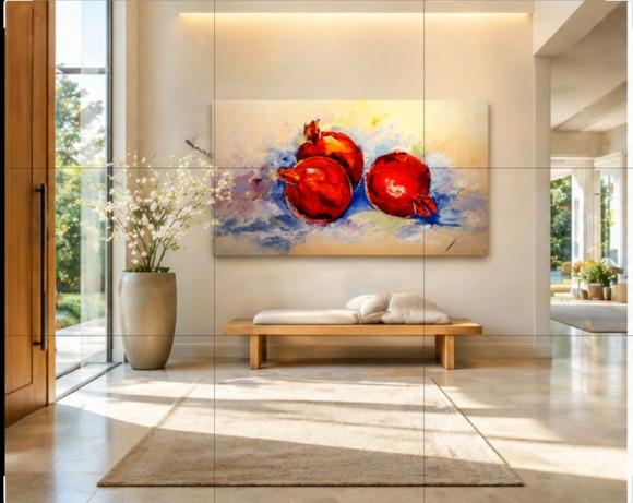 Quadro Sala Jantar Cozinha Gourmet Romãs Presente de Natal