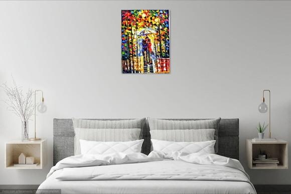 Quadro Sala Paisagem Urbana Beijo Quente Presente de Natal