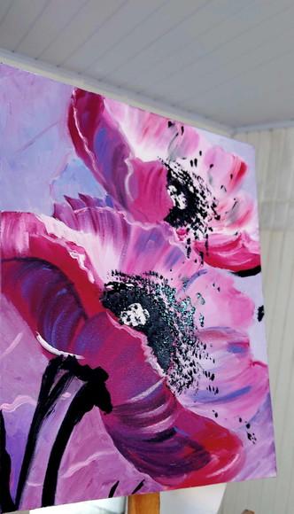Quadro.decorativos para Sala e Quarto Pintura Tela Papoulas
