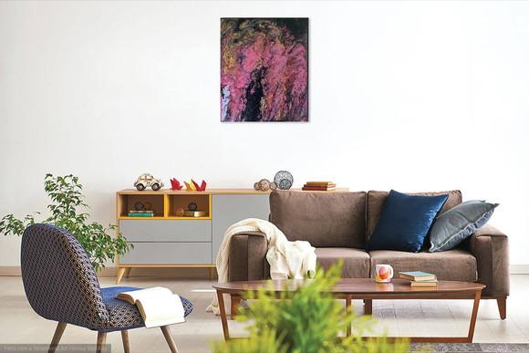 Quadros Abstrato Fluido Pouring Rose Presente de Natal