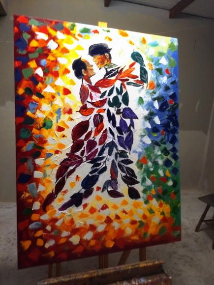 Quadros Abstrato Moderno Casal Dança Presente de Natal