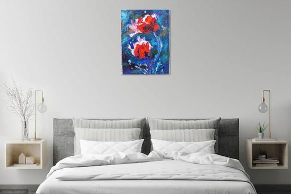 Quadros Abstrato Moderno Floral Papoulas Presente de Natal