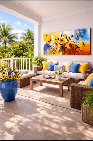 Quadros Abstrato Moderno Flores Amarelas Black Friday