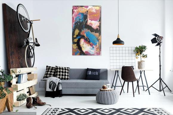 Quadros Abstrato Moderno Fluido Multicor Presente de Natal
