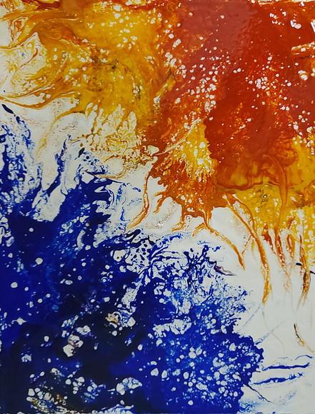 Quadros Abstrato Moderno Fluido Blue Orange Black Friday
