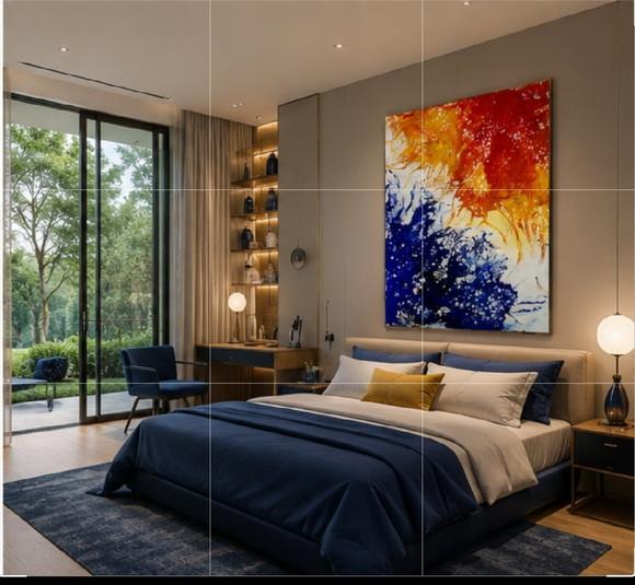 Quadros Abstrato Moderno Fluido Blue Orange Black Friday
