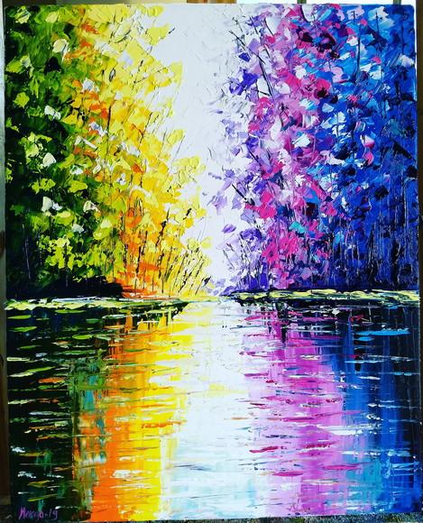 Quadros Abstrato Moderno Reflexo na Água Black Friday