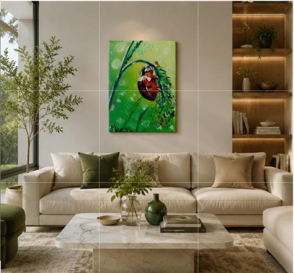 Quadros Decorativo Pintura em Tela Animal Natureza Joaninha