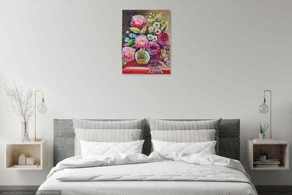 Quadros Decorativos Floral Crisântemos Presente de Natal