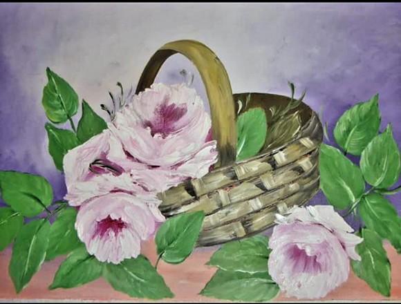 Quadros Decorativos Floral Cesta de Rosas Presente de Natal