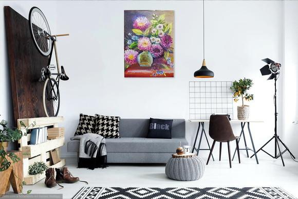 Quadros Decorativos Floral Crisântemos Presente de Natal