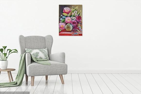 Quadros Decorativos Floral Crisântemos Presente de Natal