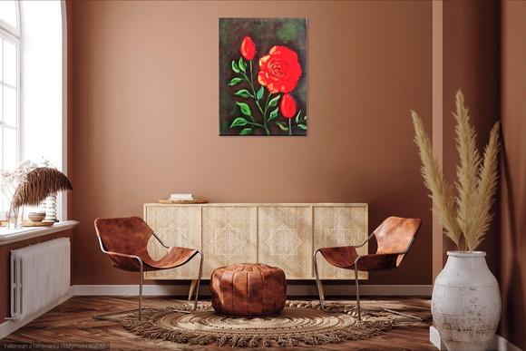 Quadros Decorativos Floral Rosa Vermelha Presente de Natal