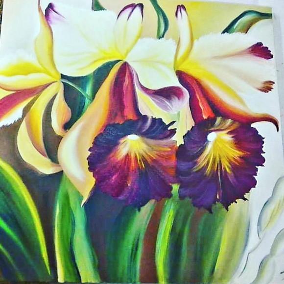 Quadros Decorativos Floral Orquídeas Bordô Presente de Natal