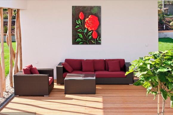 Quadros Decorativos Floral Rosa Vermelha Presente de Natal