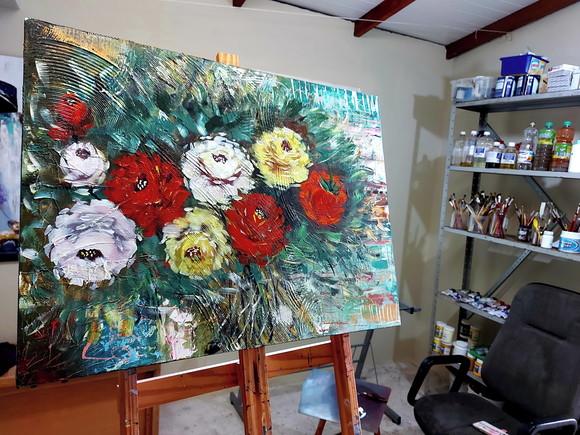 Quadros Decorativos Floral Rosas Abstrato Presente de Natal