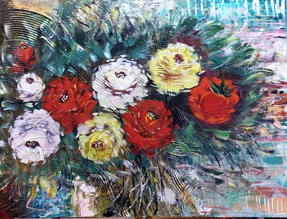 Quadros Decorativos Floral Rosas Abstrato Presente de Natal