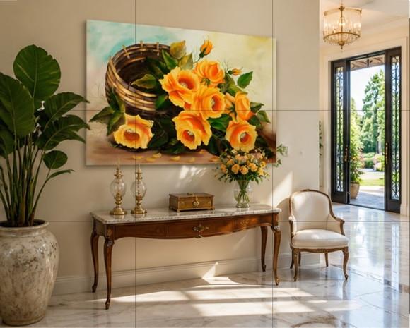Quadros Decorativos Floral Rosas Amarelas Presente de Natal