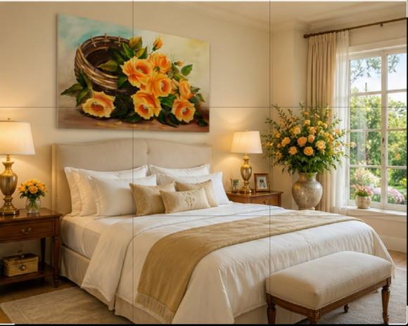 Quadros Decorativos Floral Rosas Amarelas Presente de Natal