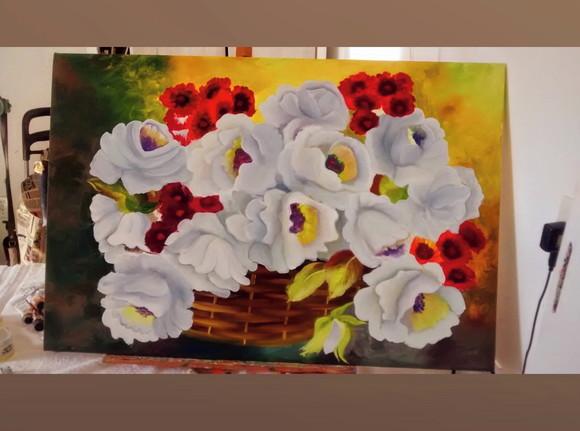 Quadros Decorativos Floral Rosas Brancas Presente de Natal