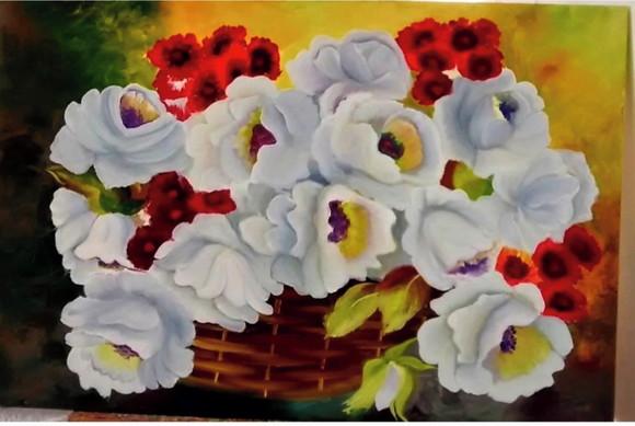 Quadros Decorativos Floral Rosas Brancas Presente de Natal
