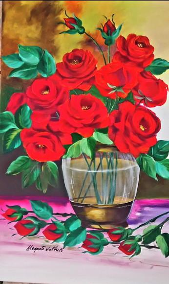 Quadros Decorativos Floral Rosas Vermelhas Presente de Natal