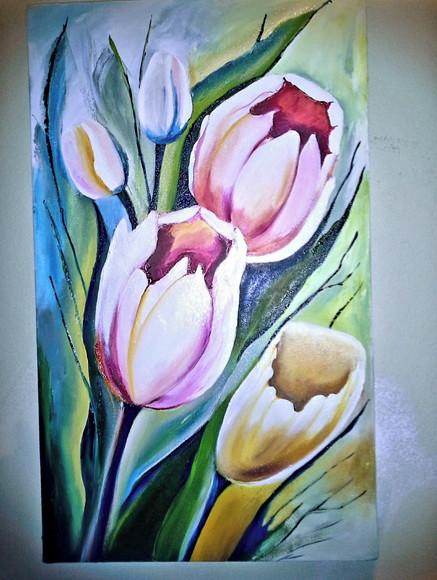 Quadros Decorativos Floral Tulipas Brancas Presente de Natal