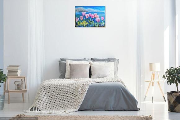 Quadros Decorativos Floral Tulípas Rosa Presente de Natal