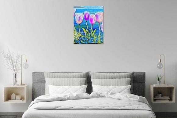 Quadros Decorativos Floral Tulípas Rosa Presente de Natal