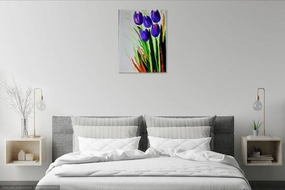 Quadros Decorativos Floral Tulípas Roxas Presente de Natal